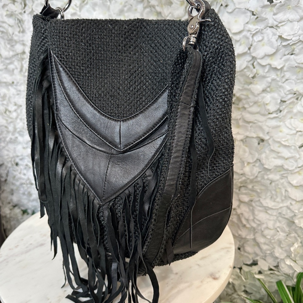 Boho Fringe Crossbody bag - Bkack
